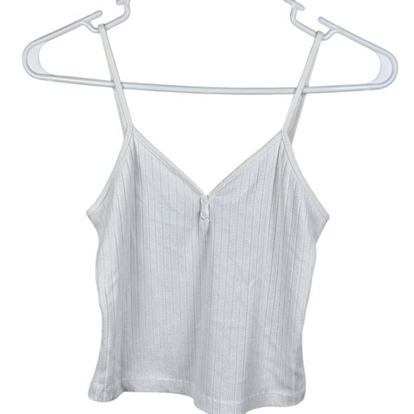 Forever 21 Knit Ribbed Cami White Tank V Neck Size Medium - Picture 8 of 8